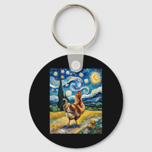 Chaveiro Frango Noite Estrelada Van Gogh Estilo Galinha Faz