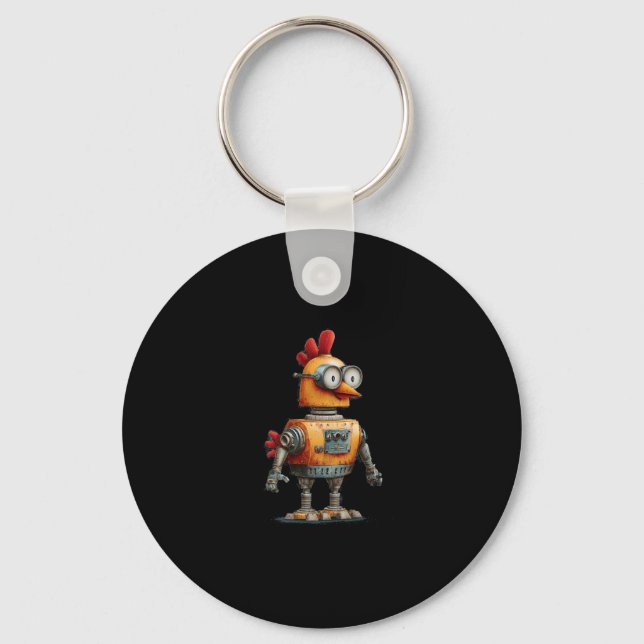 Chaveiro Frango Robô Feliz Com Ai Para Amante De Robôs Inte (Frente)