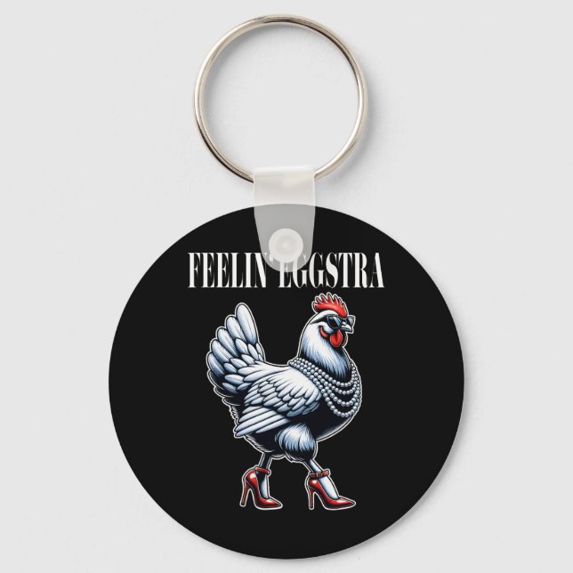 Chaveiro Frango Sentimento Divertido Gráfico Extra Feminino (Frente)