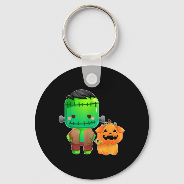 Chaveiro Frankenstein E Cachorro Abóbora Halloween (Frente)