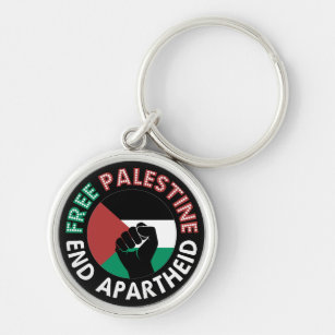 Chaveiro Free Palestine End Apartheid Flag Fist Black
