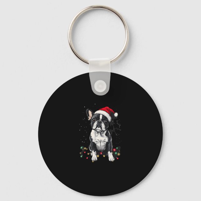Chaveiro French Bulldog Christmas Lights Xmas Dogs Gifts Me (Frente)