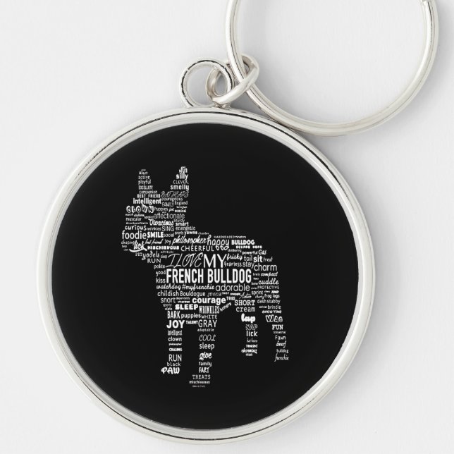 Chaveiro French Gift | Eu Amo Meu Cachorro De Touro Francês (Frente)