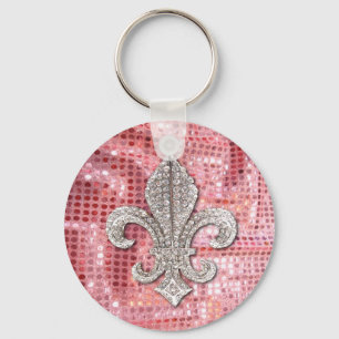 Chaveiro Frente cor-de-rosa Jewel Fleur De Lis Vintage