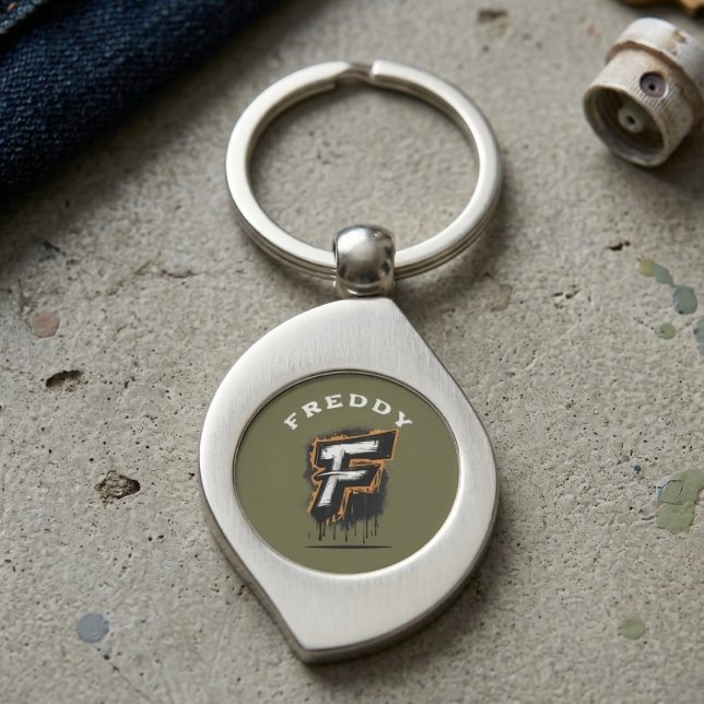 Chaveiro Fresco da Parede: Monograma de Grafite Ousado "F" (Criador carregado)