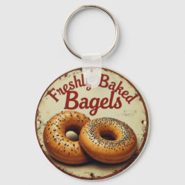 Chaveiro Freshly Baked Bagels Vintage Metal Wall Art Sign