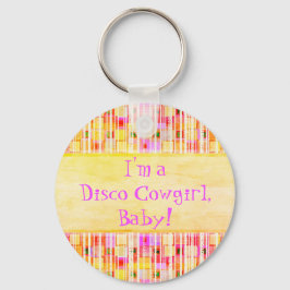 Chaveiro Fringe de Cowgirl amarela e rosa