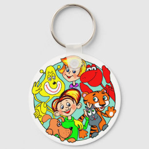 Chaveiro Fröhliche Gruppe von Kindern und Tieren