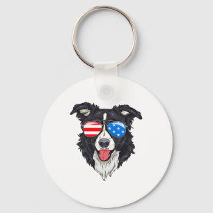 Chaveiro Fronteira Collie Lover Cão Patriótico 4 De Julho D