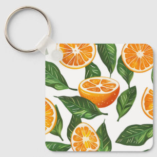 Chaveiro Fruta Botânica Laranja Cítrica Sem Costura