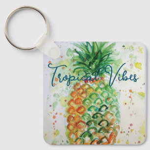 Chaveiro Fruta de ananás amarela Víblias tropicais de praia