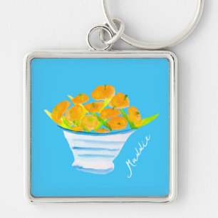 Chaveiro Fruta de aquarela de kumquats laranja
