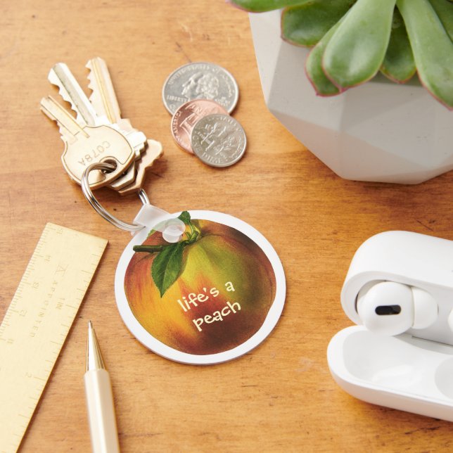 Chaveiro Fruta de Comida, Pêssego Orgânico Elevado com Folh (Mesa)