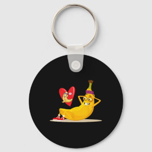Chaveiro Fruta Engraçada Banana Fazendo Sit-Up Crunch Para