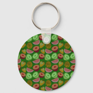 Chaveiro Fruta tropical sem costura e fundo verde