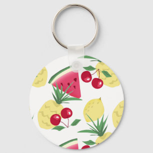 Chaveiro Frutas brilhantes e bagas em branco. 