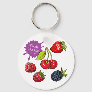 Chaveiro Frutas Vermelhas Frescas e Cerejas