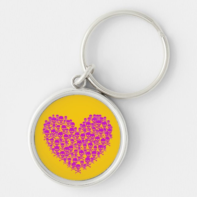 Chaveiro Fuchsia Skull Heart (Frente)