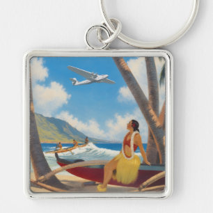 Chaveiro Fuga do Paraíso Vintage Havaiano Hula Girl Aloha