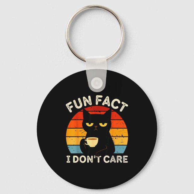 Chaveiro Fun Fact I Don't Care Funny Black Cat Saying Quote (Frente)