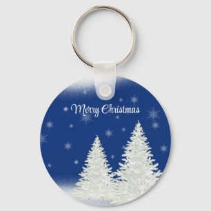 Chaveiro Fundo Azul com Árvore de Natal