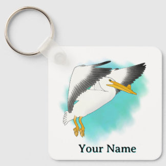 Chaveiro Fundo Azul de Pelicano Personalizado