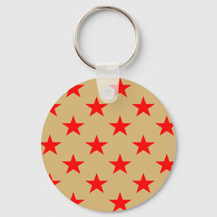 Chaveiro Fundo Beige E Estrelas Vermelhas