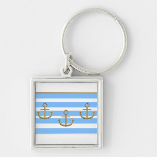 Chaveiro fundo branco azul da âncora dourada