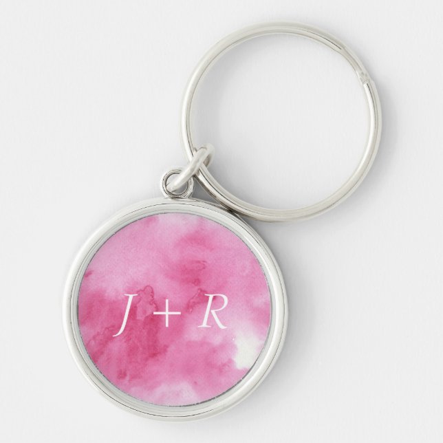 Chaveiro fundo cor-de-rosa da aguarela para o seu (Frente)
