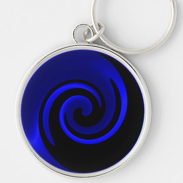 Chaveiro Fundo de Safira Azul e Redemoinho Preto (Frente)