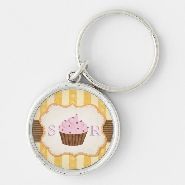 Chaveiro Fundo do cupcake do vintage (Frente)