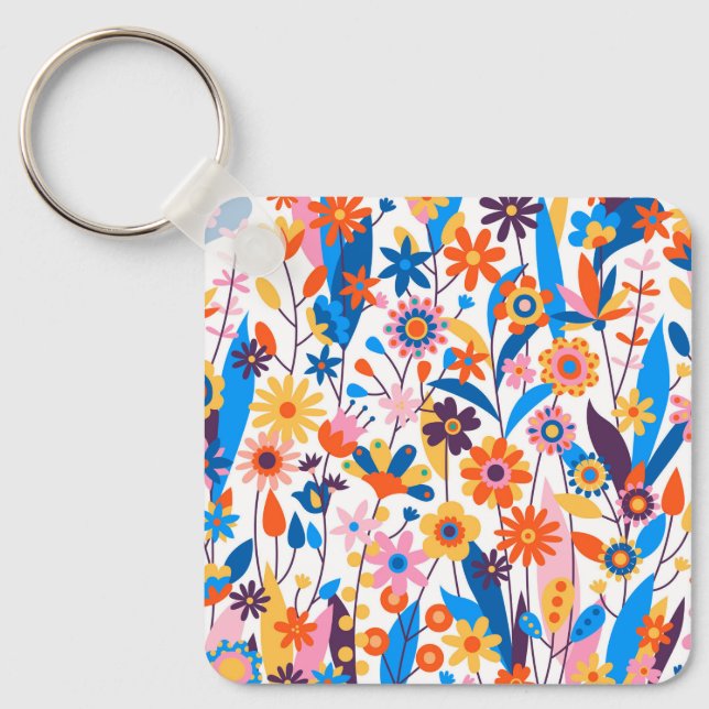 Chaveiro Fundo Floral Multicolor Exótico-32939 (Frente)