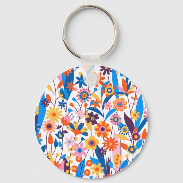 Chaveiro Fundo Floral Multicolor Exótico-32939 (Frente)