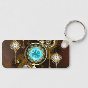 Chaveiro Fundo Rusty Steampunk com Lentes Turquesa