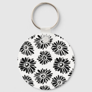 Chaveiro Funky Black e white floral