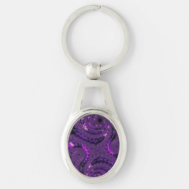 Chaveiro Funky Bold Boho Roxo Abstrato Digital Fractal (Frente)