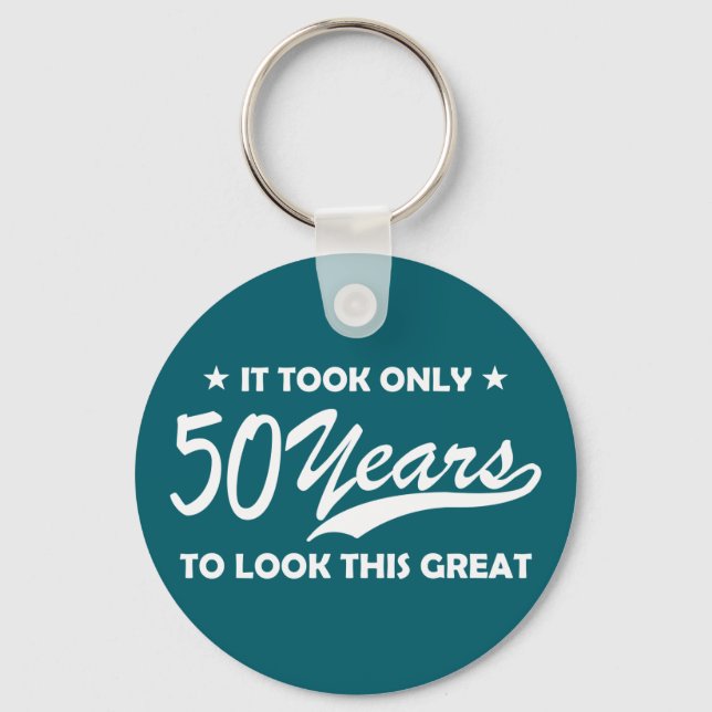 Chaveiro Funny 50th Birthday Retro Typography (Frente)