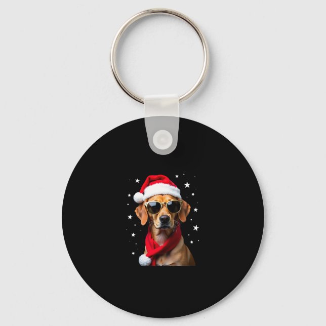 Chaveiro Funny Boxer Dog Christmas Lights Xmas Outfit Pajam (Frente)