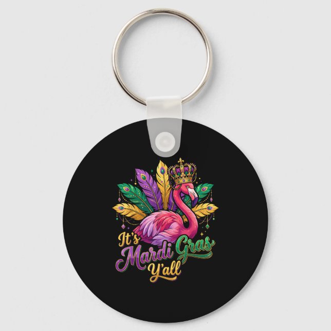 Chaveiro Funny Carnival Party Gift Idea Flamingo Mardi Gras (Frente)