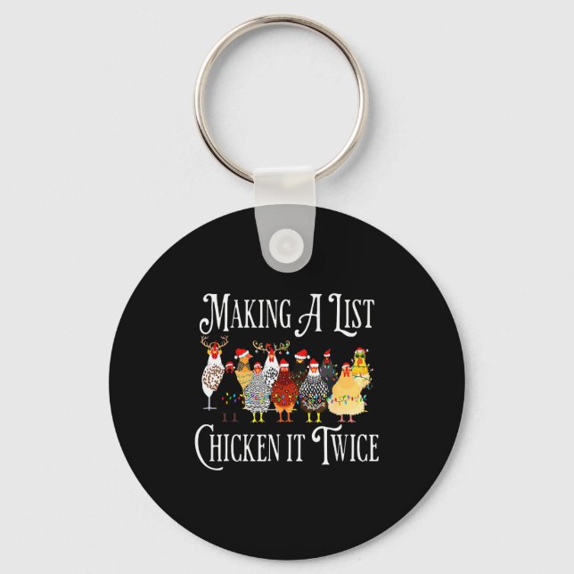 Chaveiro Funny Chicken Christmas, Making A List Chicken It  (Frente)