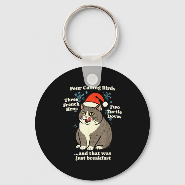 Chaveiro Funny Christmas Cat Meme Caroling Holiday Santa Ha (Frente)
