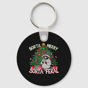 Chaveiro Funny Christmas Raccoon Sorta Feliz Sorta Papais n