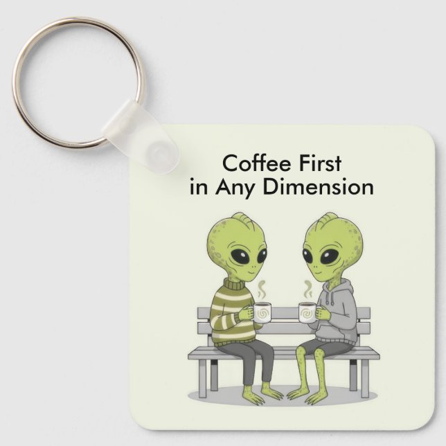 Chaveiro Funny Coffee and Aliens (Frente)
