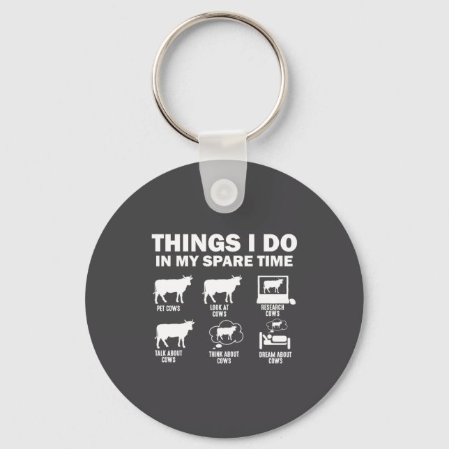 Chaveiro Funny Cow 6 Things I Do In My Spare Time Cows  (Frente)
