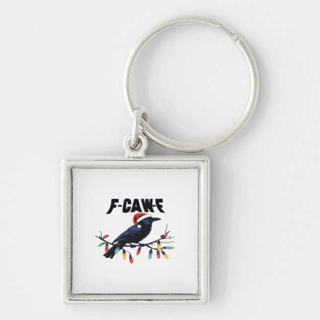 Chaveiro Funny Crow Christmas Classic Retro Design (Frente)