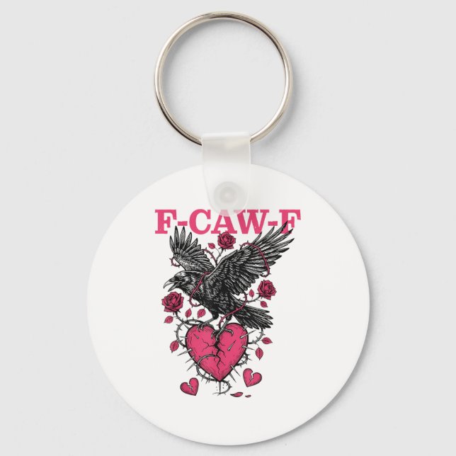 Chaveiro Funny Crow F-caw-f Valentines Day Black Bird Fcawf (Frente)