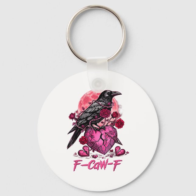 Chaveiro Funny Crow F-caw-f Valentines Day Black Bird Fcawf (Frente)