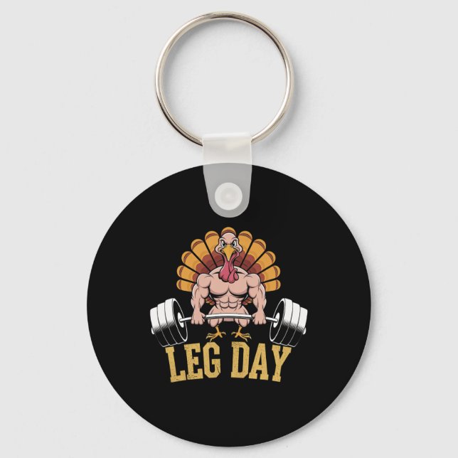 Chaveiro Funny Deadlifting Turkey Thanksgiving Leg Day Dead (Frente)