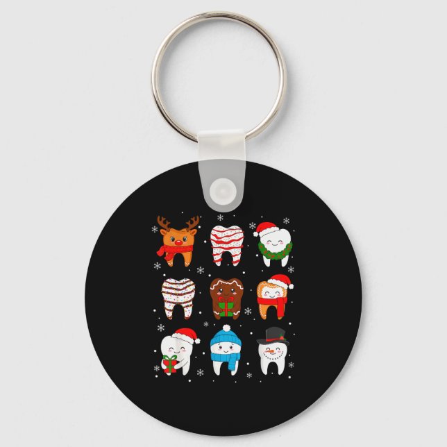 Chaveiro Funny Dental Christmas Teeth Cute Xmas Dentist Squ (Frente)