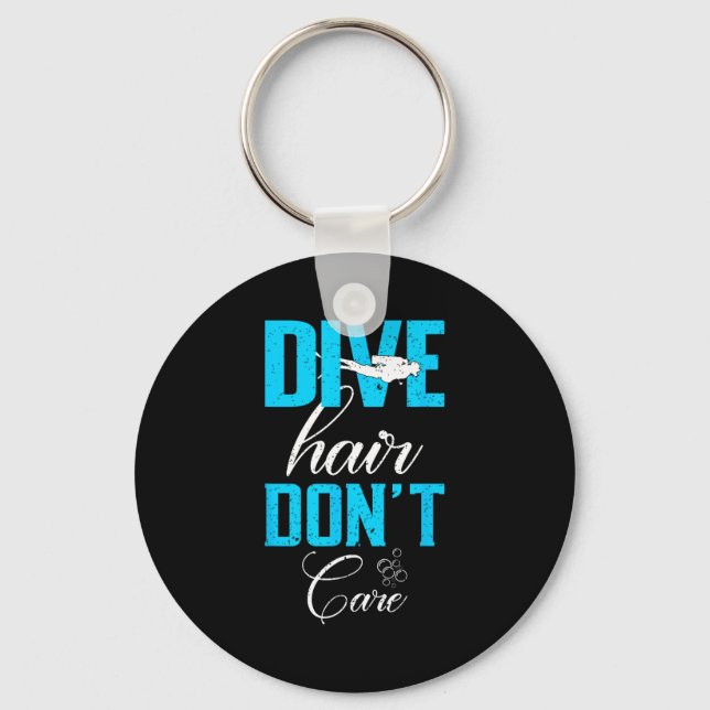 Chaveiro Funny Diving Design Of Dive Hair Don't Care For Fu (Frente)